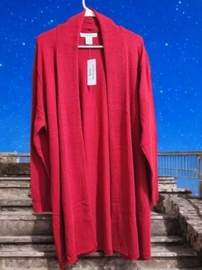 Isabella Rodriguez Open-Front Red Cardigan Size 2X